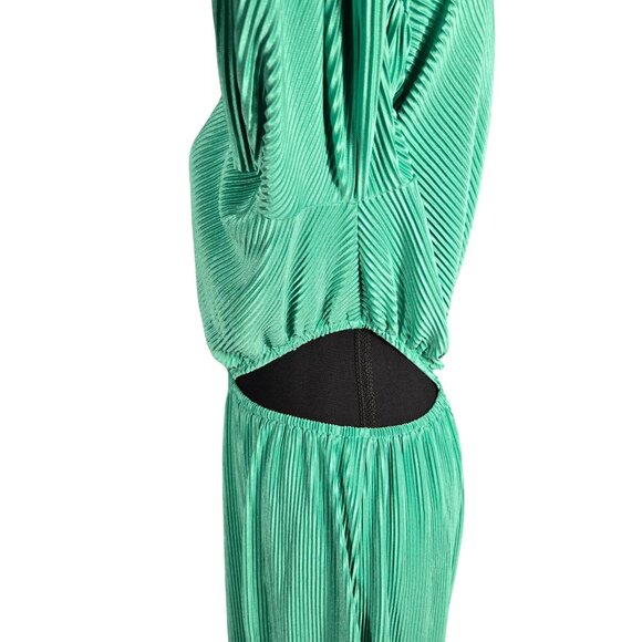 NWOT | Mint Green Pleated One Shoulder Long Sleeve Cut Out Maxi Dress | XLarge - Picture 2 of 7